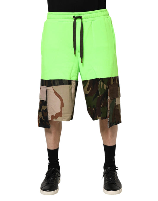Dolce & Gabbana Green Patchwork Cargo Bermuda Men Men's Shorts
