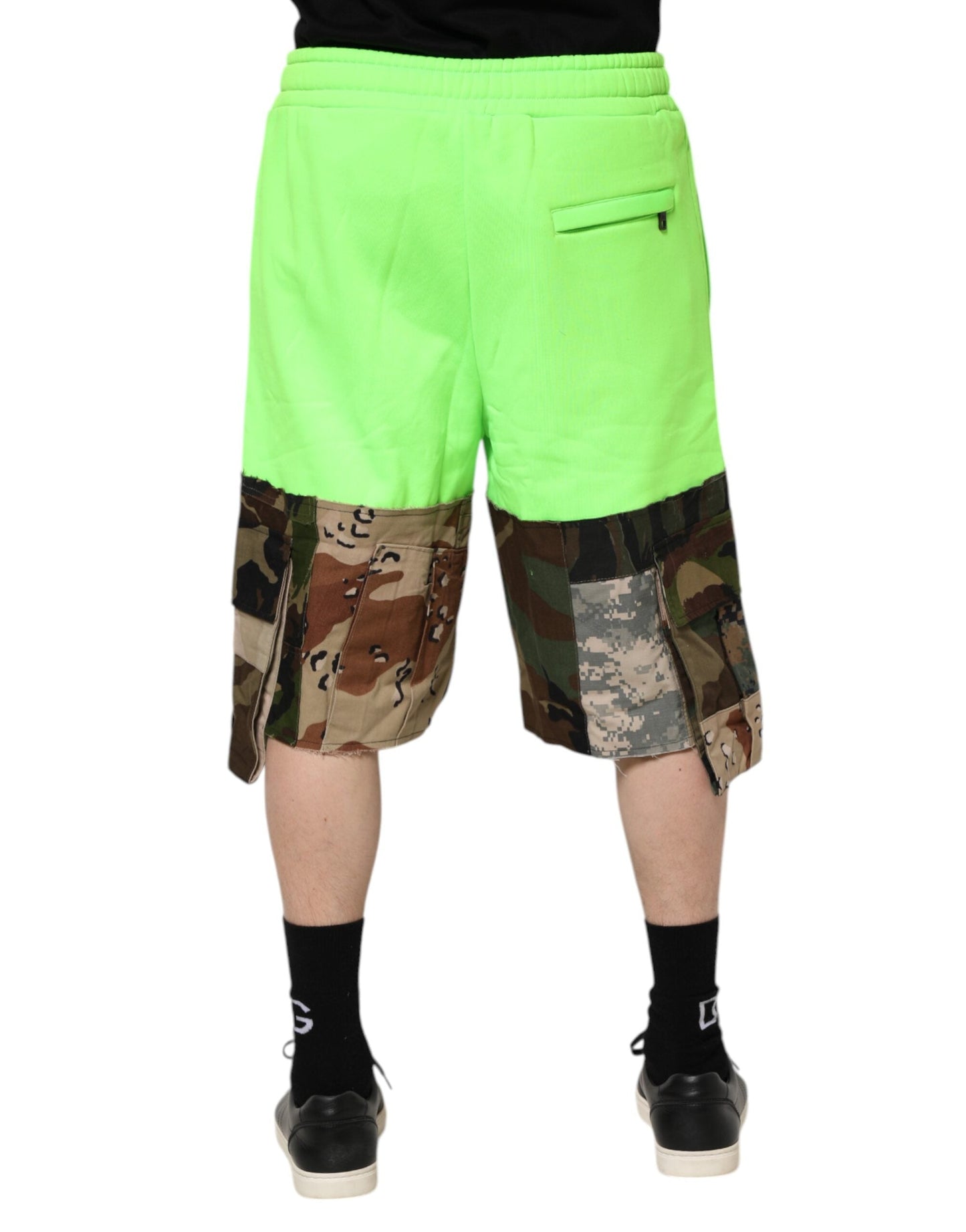 Dolce & Gabbana Green Patchwork Cargo Bermuda Men Men's Shorts