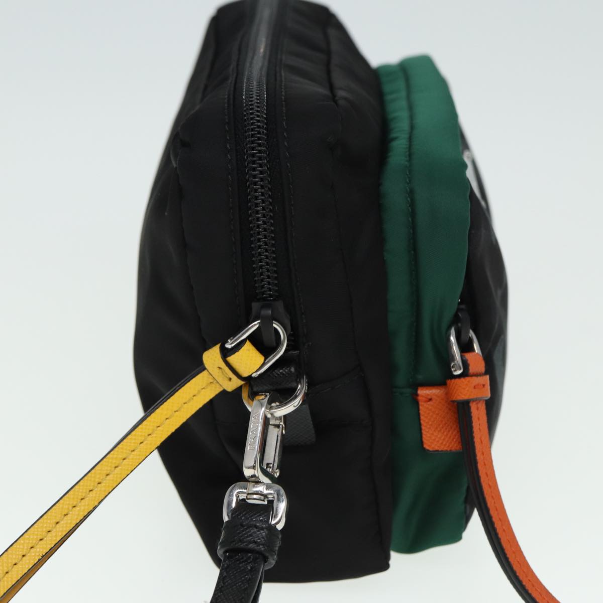 PRADA Clutch Bag Nylon Black Green  79868