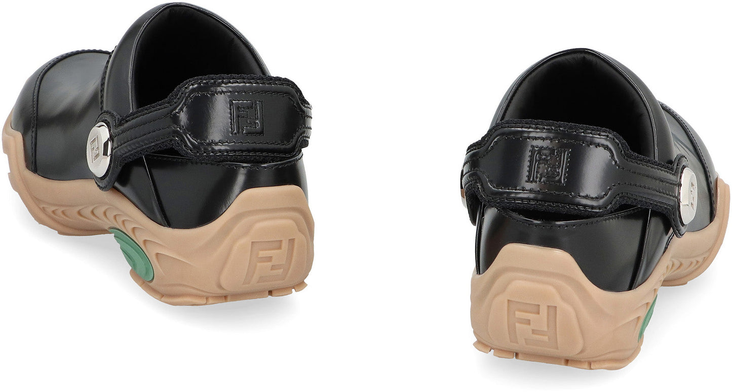 FENDI Leather Lab Flat Sandals for Men