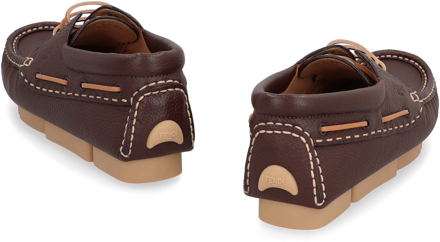 FENDI Leather Deck Loafers - Men's Size Options Available