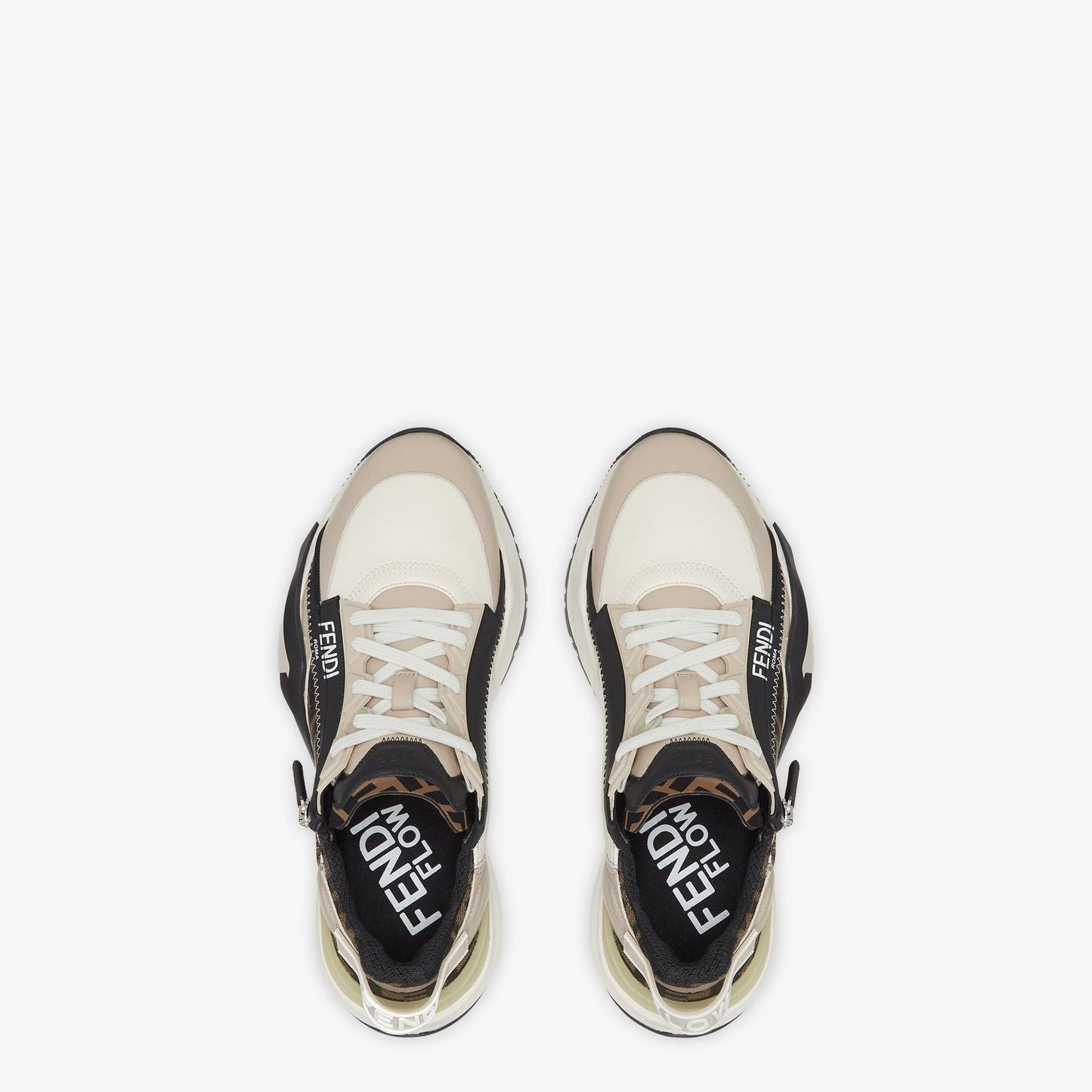 FENDI Multicolored Leather and Jacquard Sneakers for Men