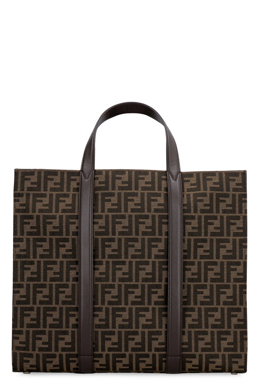 FENDI Embroidered Canvas Mini Shopping Handbag