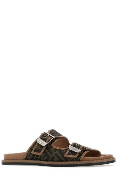 FENDI Embroidered Canvas Slippers