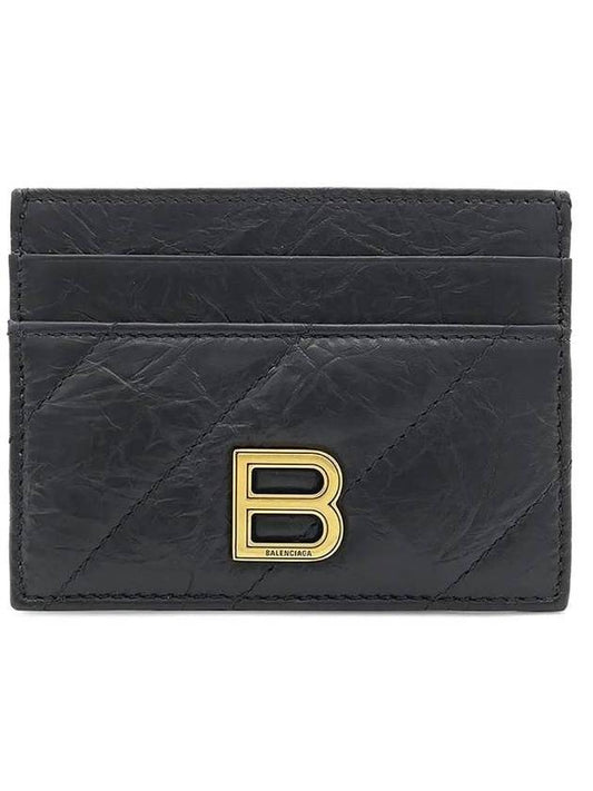 Balenciaga Crush Quilted Calfskin Card Wallet Black