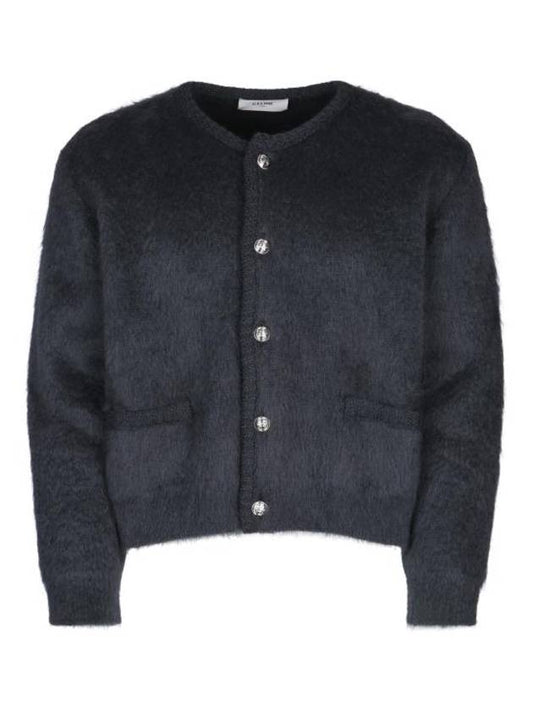 CELINE Brushed Mohair Cardigan Jacket Dark Grey