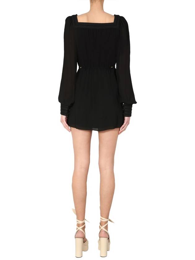 Saint Laurent sleeve see-through short dress black