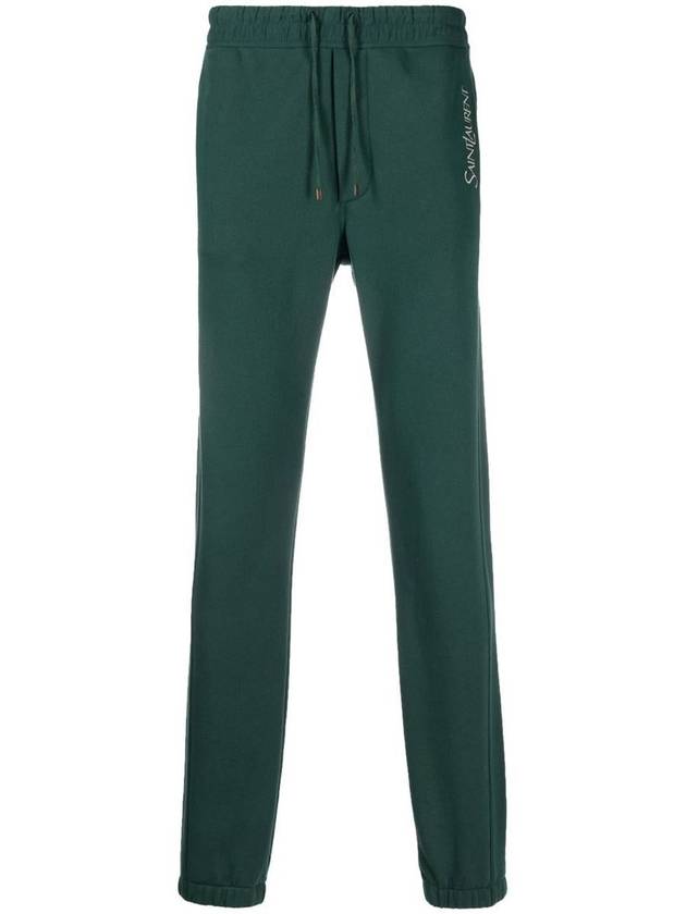 Saint Laurent Embroidered Logo Fleece Track Pants Green