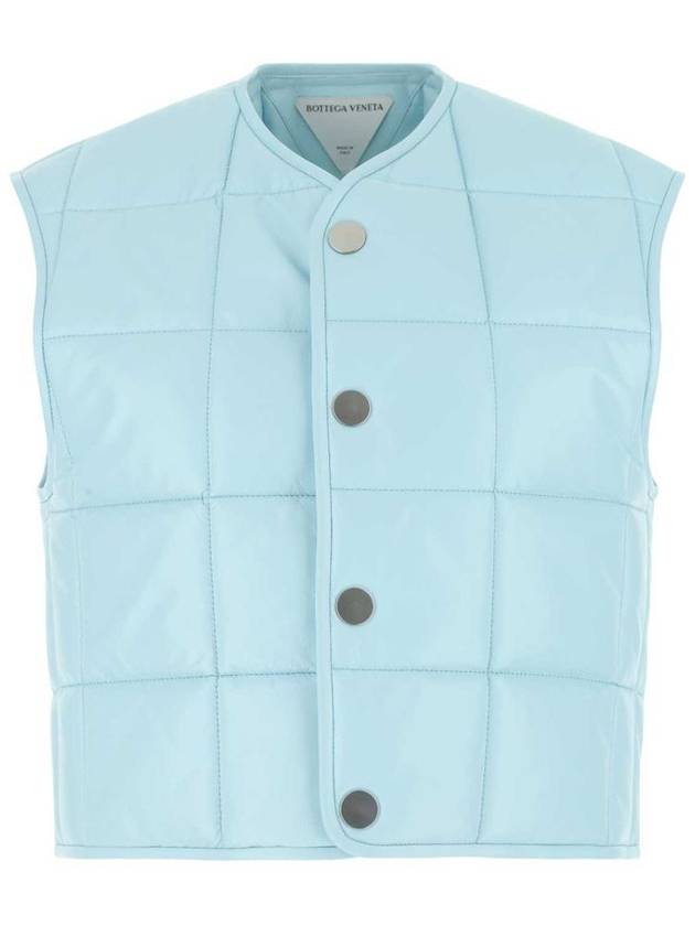 Bottega Veneta Nappa leather padded vest light blue