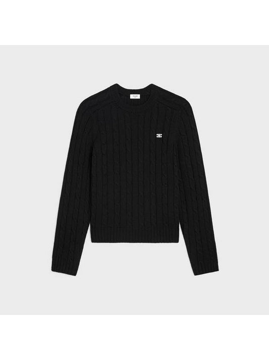 CELINE Triomphe Cashmere Cable-Knit Top Black