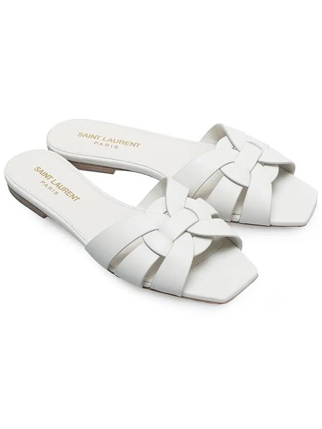 Saint Laurent Tribute Smooth Leather Mules White