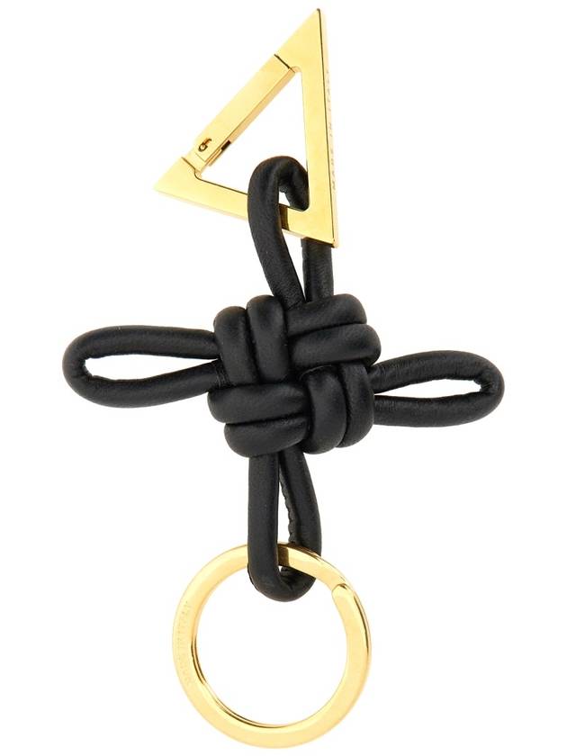 Bottega Veneta Triangle Nappa Key Holder Black