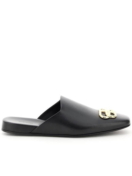 Balenciaga BB Logo Leather Mule Black