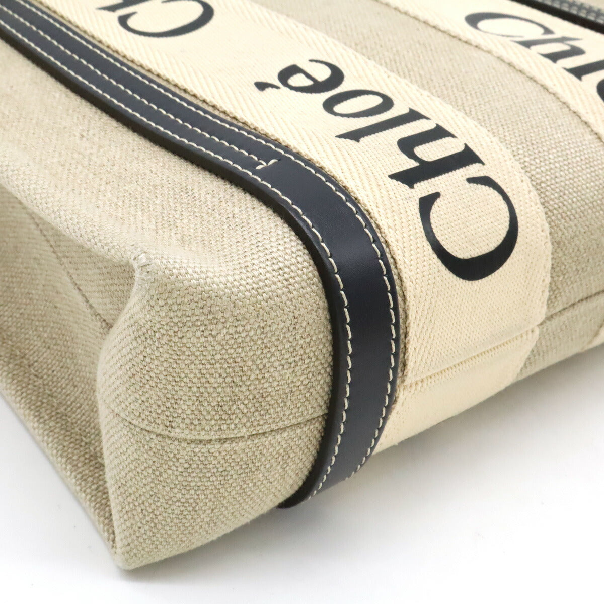 Chloe Woody Small Canvas Leather Handbag