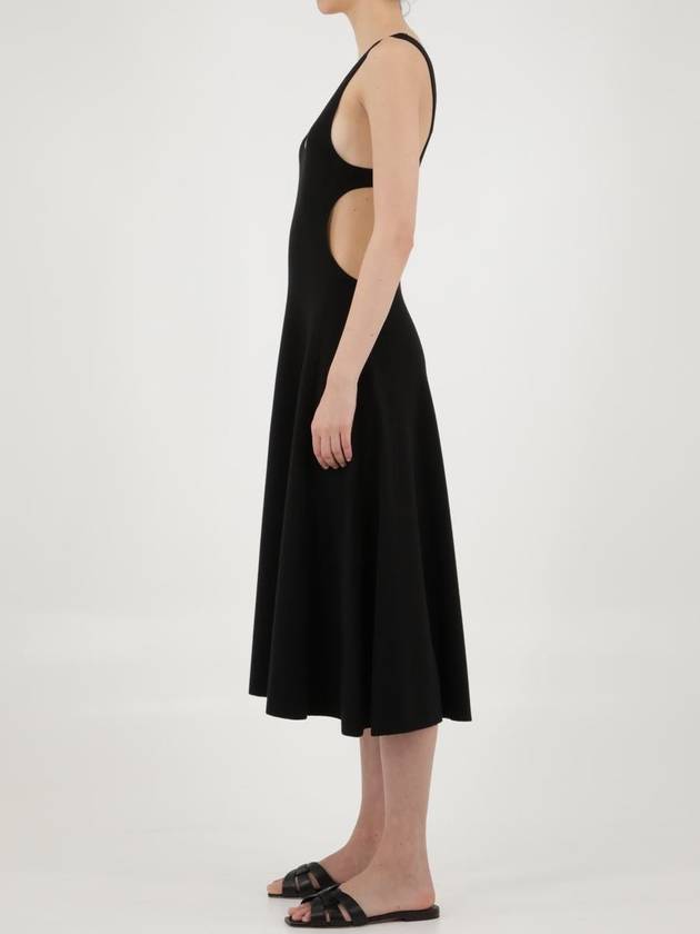 Saint Laurent Women's Cutout Wool Long Dress Black