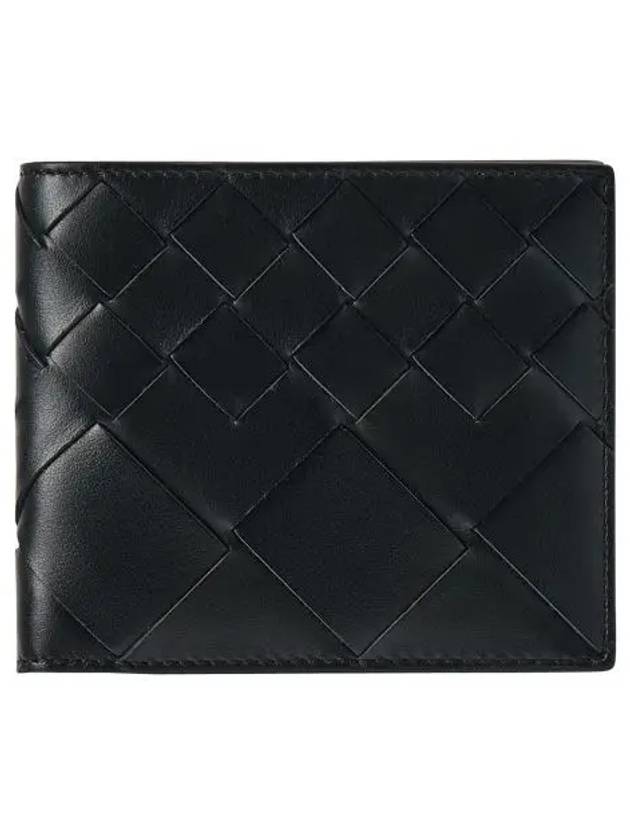 Bottega Veneta Intrecciato Leather Bi Fold Half Wallet Black