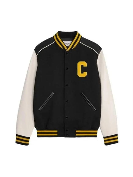 CELINE Classic Teddy Textured Wool Jacket Black Yellow