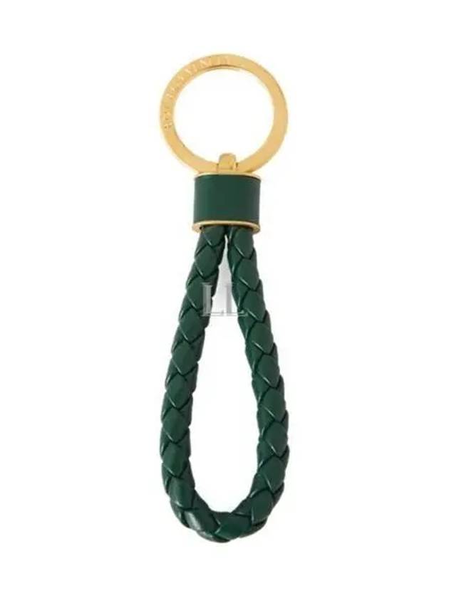 Bottega Veneta Intrecciato Lambskin Key Holder Green