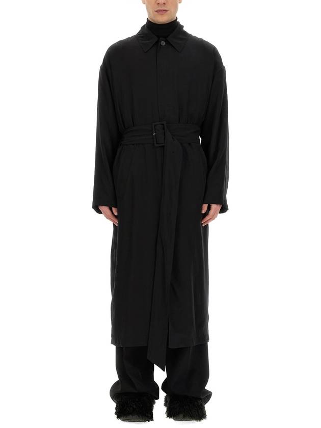Balenciaga Belted Maxi Trench Coat Black