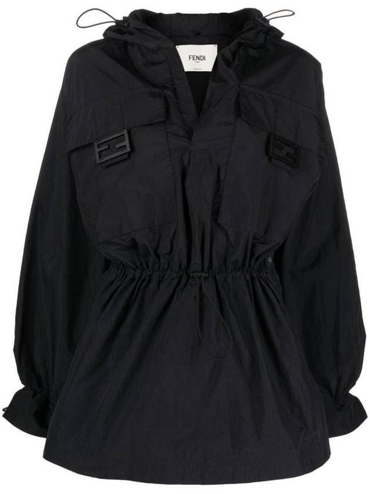 Fendi Women's Nylon Anorak Blouson Jacket Black