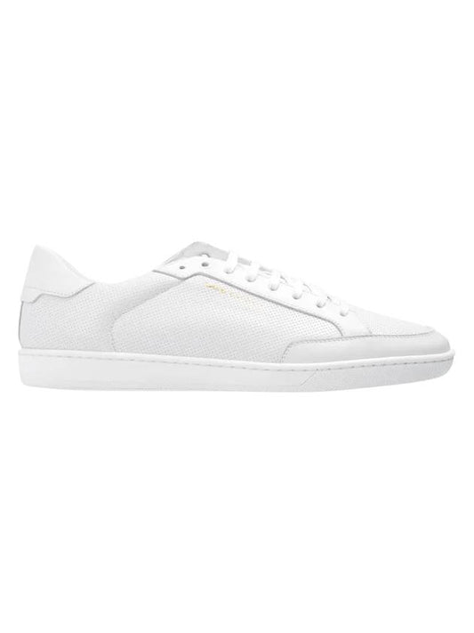 Saint Laurent Court Classic Perforated Leather Low Top Sneakers White