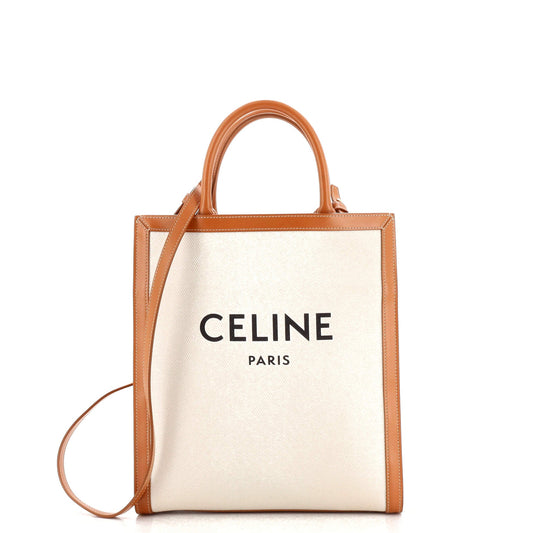 Celine Vertical Cabas Tote Canvas with Leather Small
