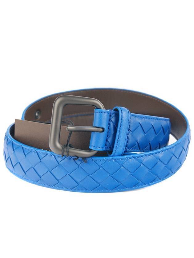 Bottega Veneta Intrecciato Nappa Leather Belt Blue
