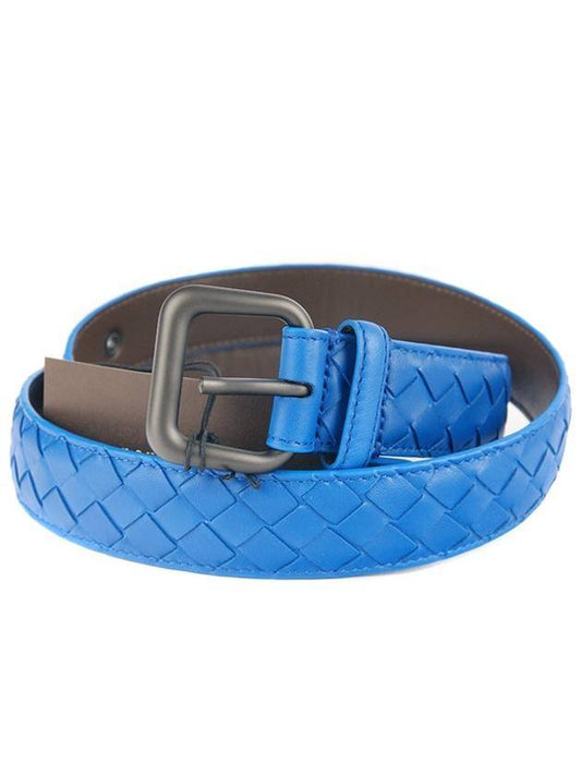Bottega Veneta Intrecciato Nappa Leather Belt Blue