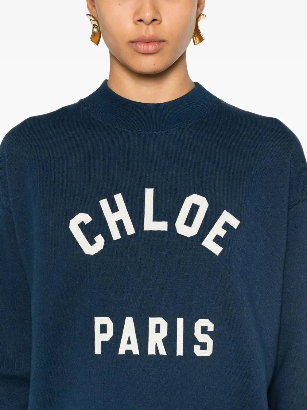 Chloe Women Mock-Neck Logo Sweater