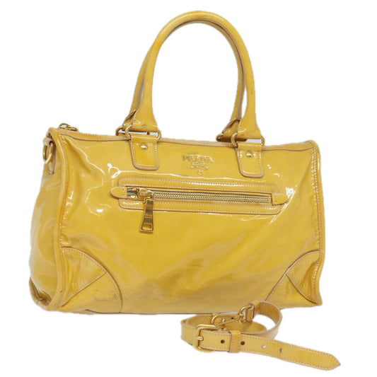 PRADA Enamel 2Way Hand Bag Yellow  80092