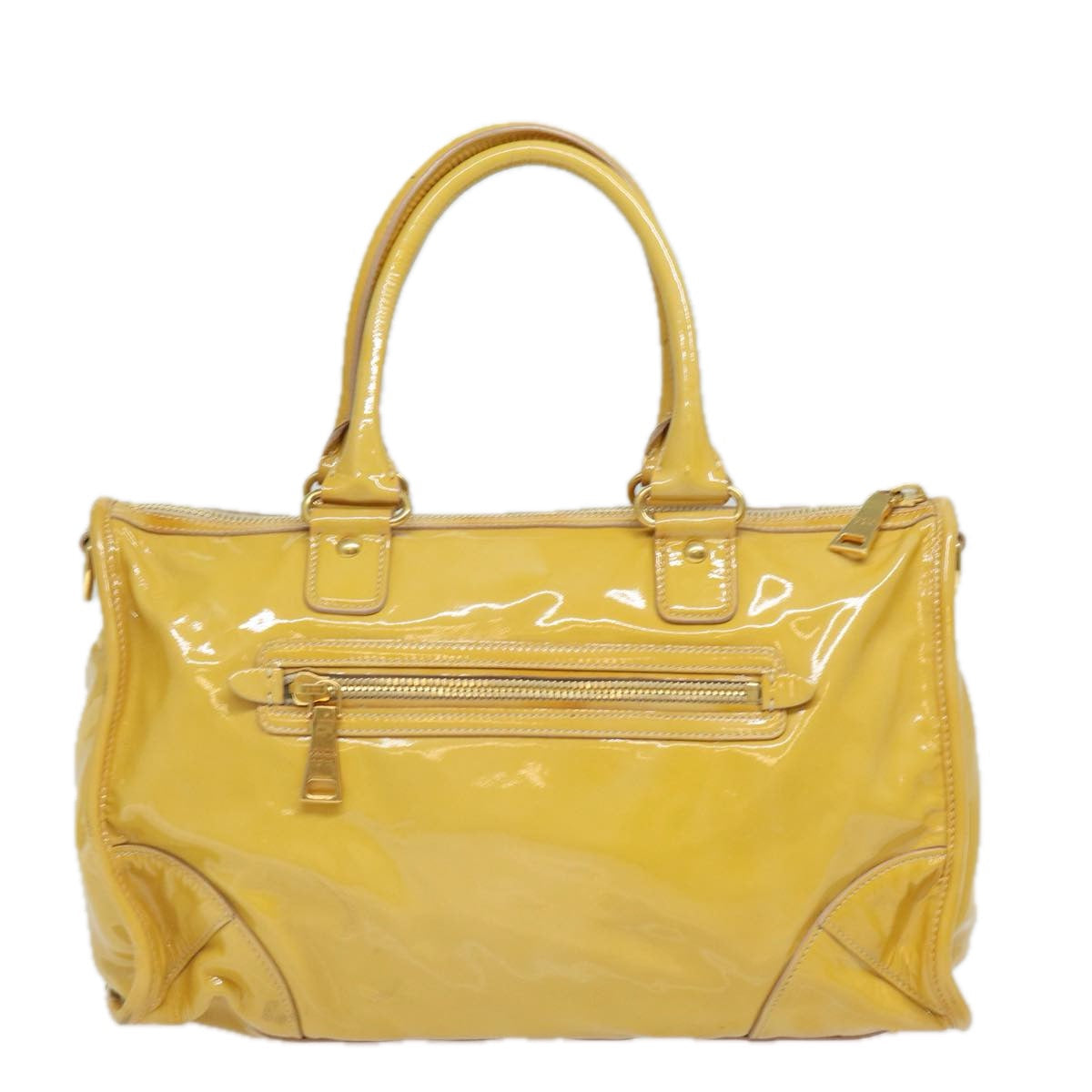 PRADA Enamel 2Way Hand Bag Yellow  80092