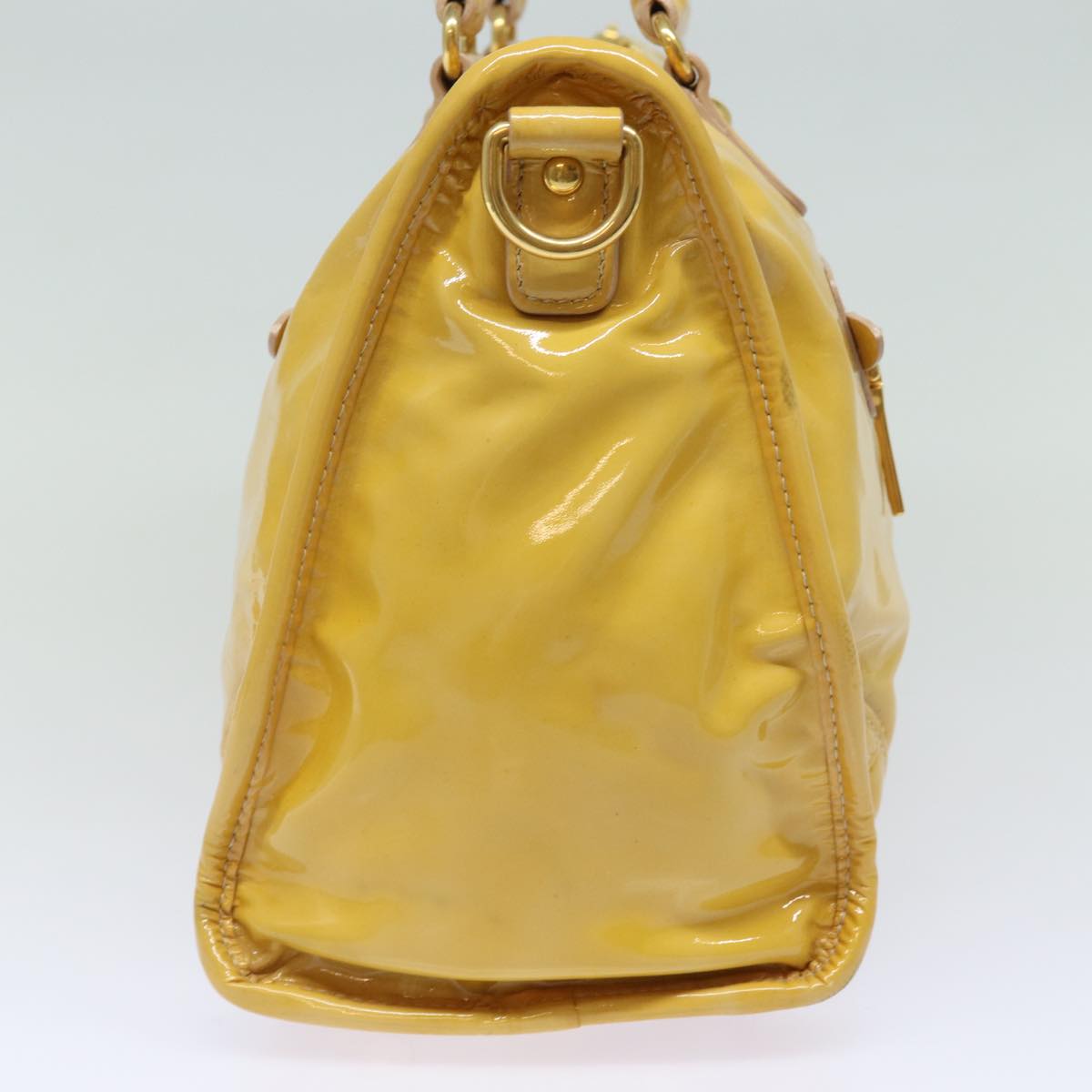 PRADA Enamel 2Way Hand Bag Yellow  80092