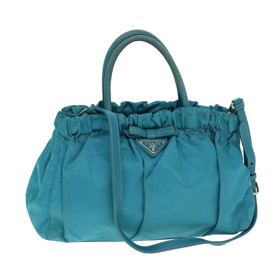 PRADA Nylon 2 Way Hand Bag Turquoise Blue  80110