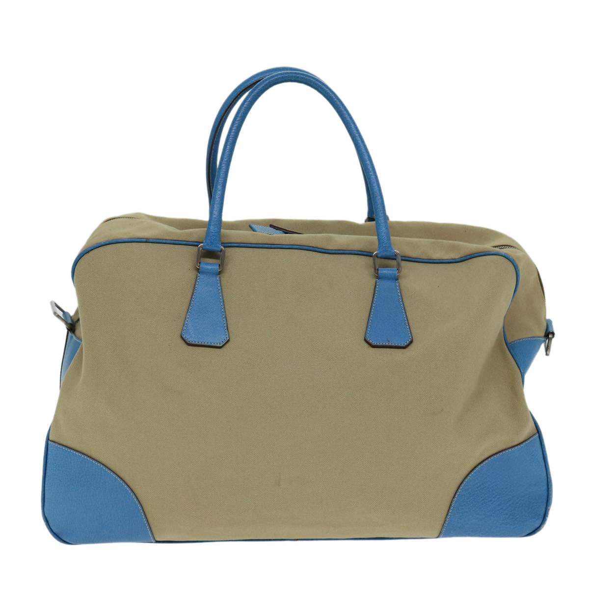 PRADA Boston Bag Canvas 2way Beige  80114