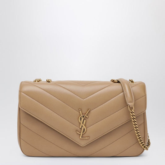Saint Laurent Medium Loulou Beige Leather Bag Women