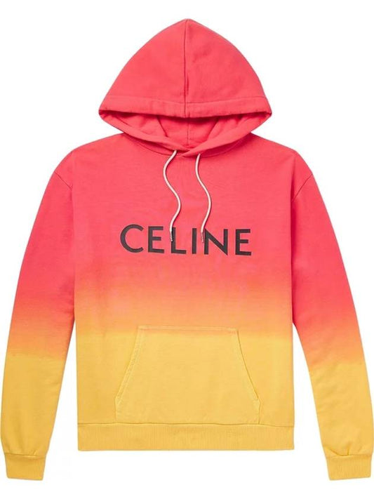 CELINE Logo-Print Cotton Hoodie Sunset