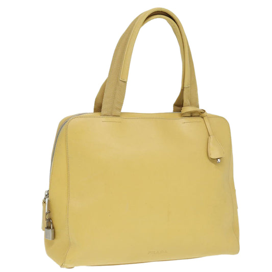 PRADA Hand Bag Leather Yellow  80239