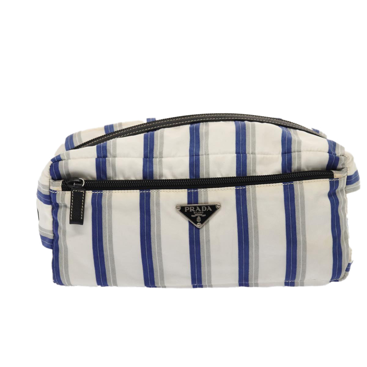 PRADA Pouch Nylon White Blue  80241