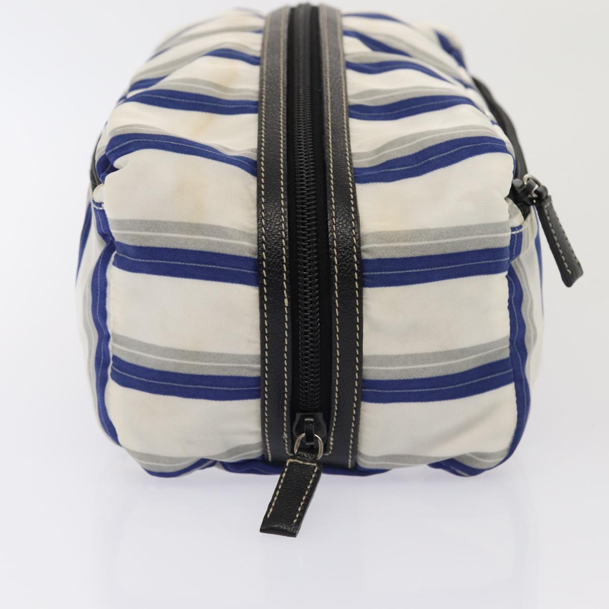 PRADA Pouch Nylon White Blue  80241