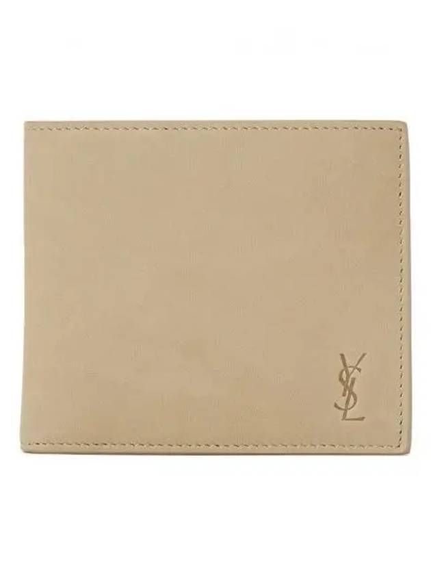 Saint Laurent Cassandre Logo Bifold Half Wallet Beige