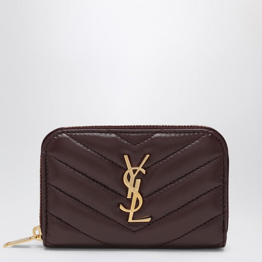 Saint Laurent Cassandre Leather Wallet In Cabernet Red Women