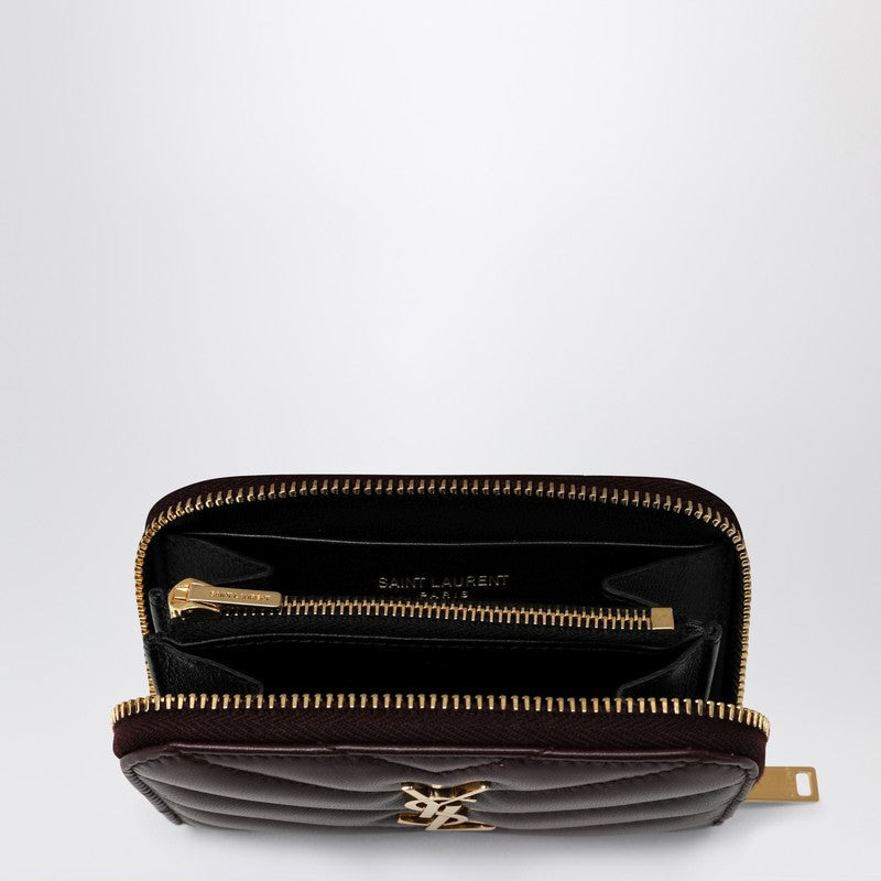 Saint Laurent Cassandre Leather Wallet In Cabernet Red Women