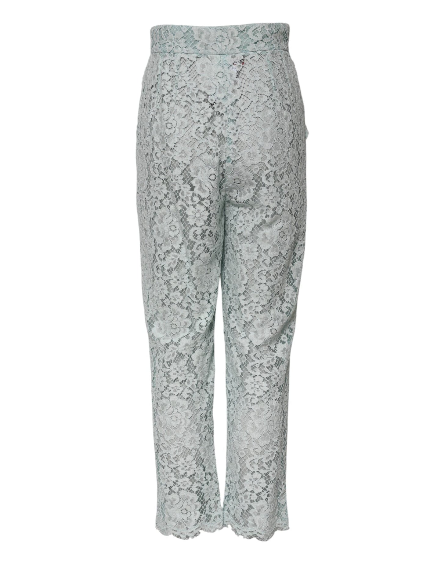 Dolce & Gabbana Mint Green Cotton Floral Lace Trousers Women's Pants