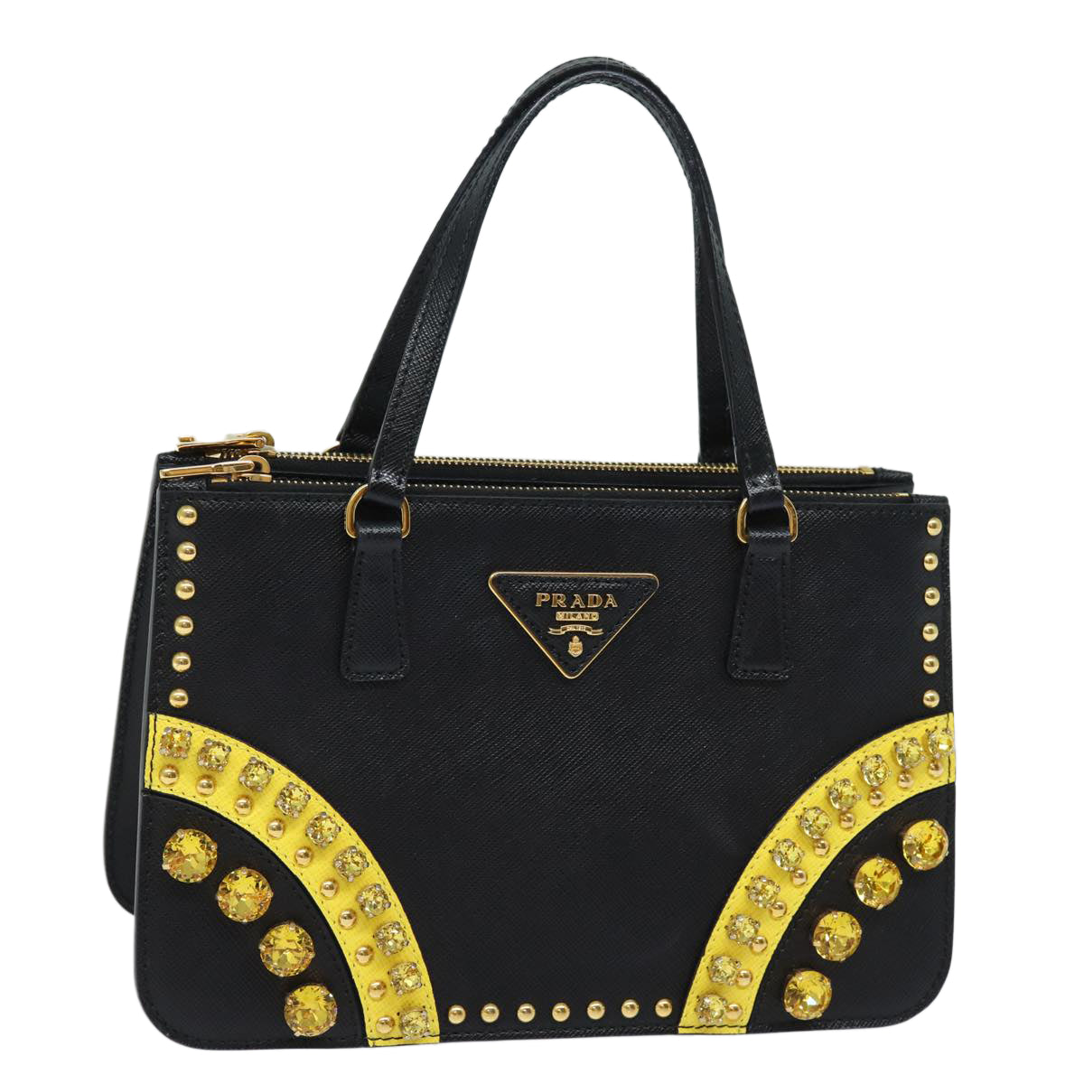 PRADA Hand Bag Safiano leather Black  80600A