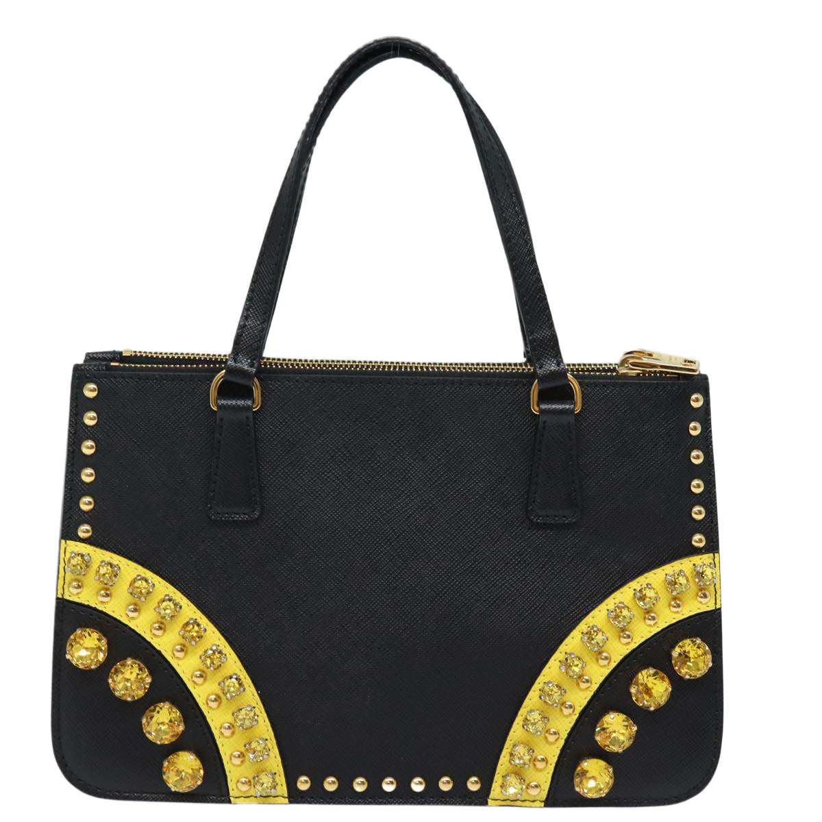 PRADA Hand Bag Safiano leather Black  80600A