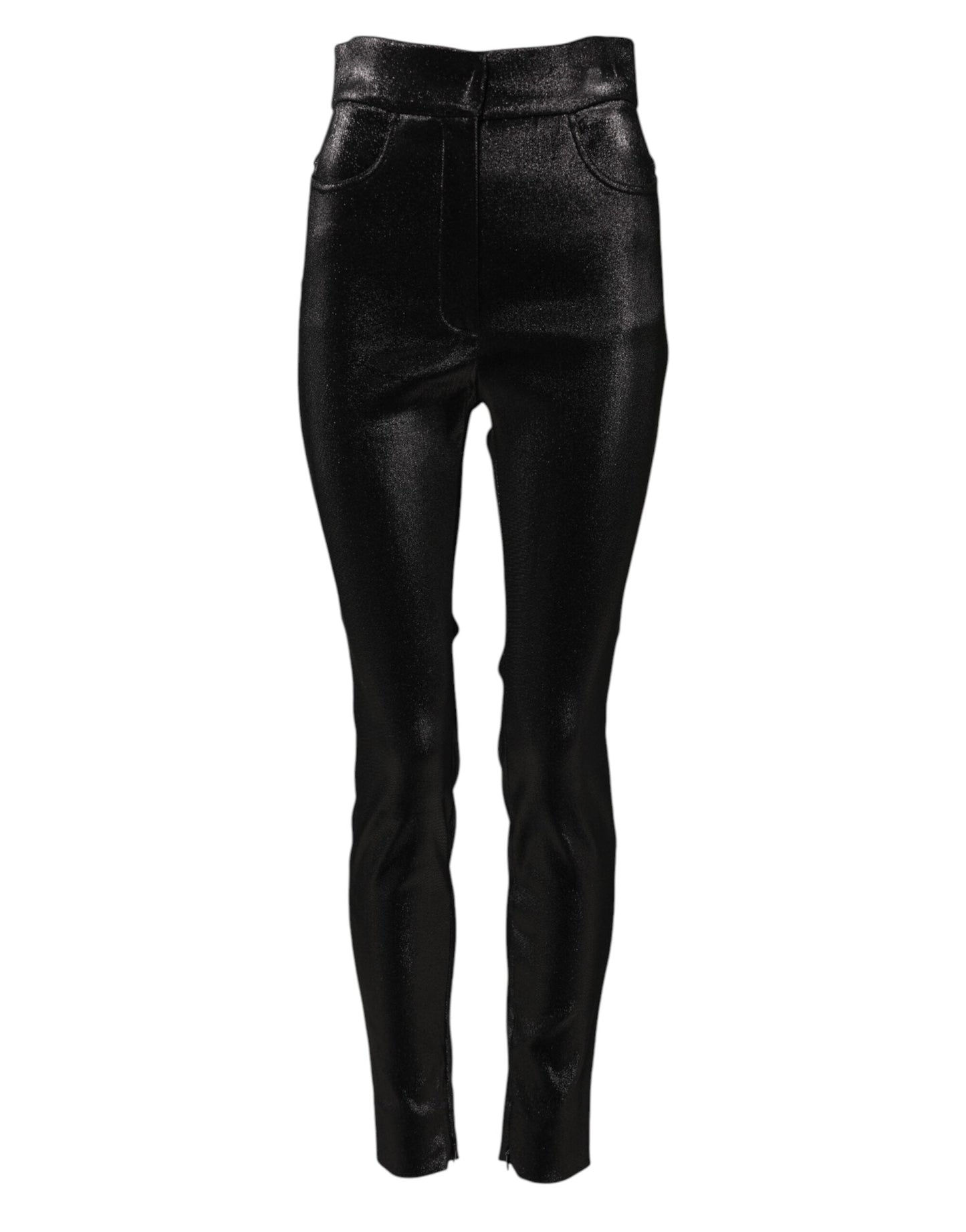 Dolce & Gabbana Black Cotton Stretch Lurex Thread Skinny Women's Pants