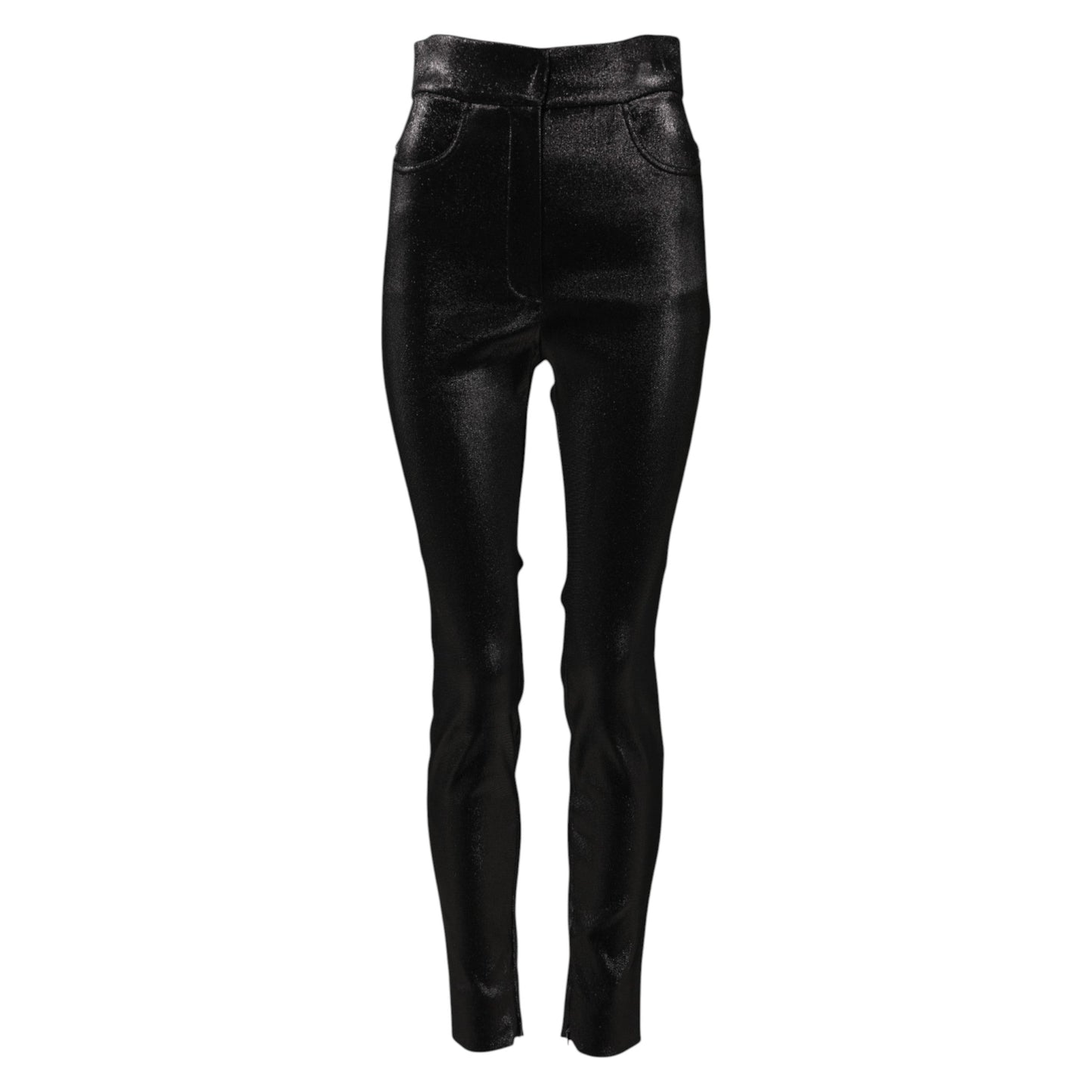 Dolce & Gabbana Black Cotton Stretch Lurex Thread Skinny Women's Pants