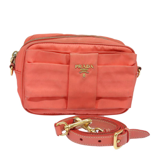 PRADA Ribbon Shoulder Bag Nylon Orange  80629
