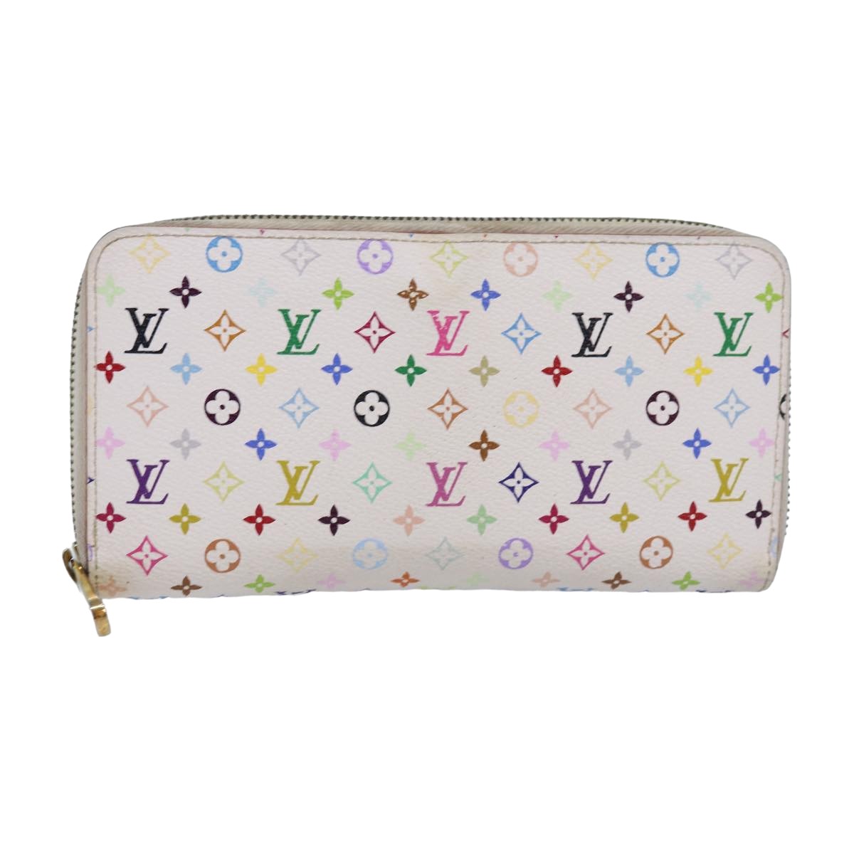 LOUIS VUITTON Monogram Multicolor Zippy Wallet White M60241 LV 80667