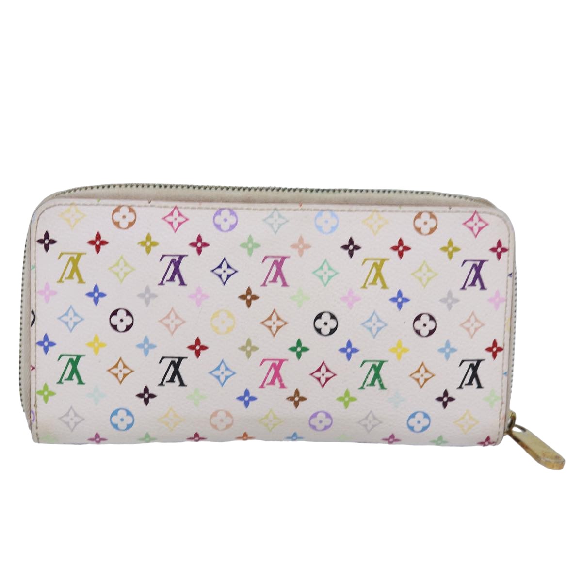 LOUIS VUITTON Monogram Multicolor Zippy Wallet White M60241 LV 80667